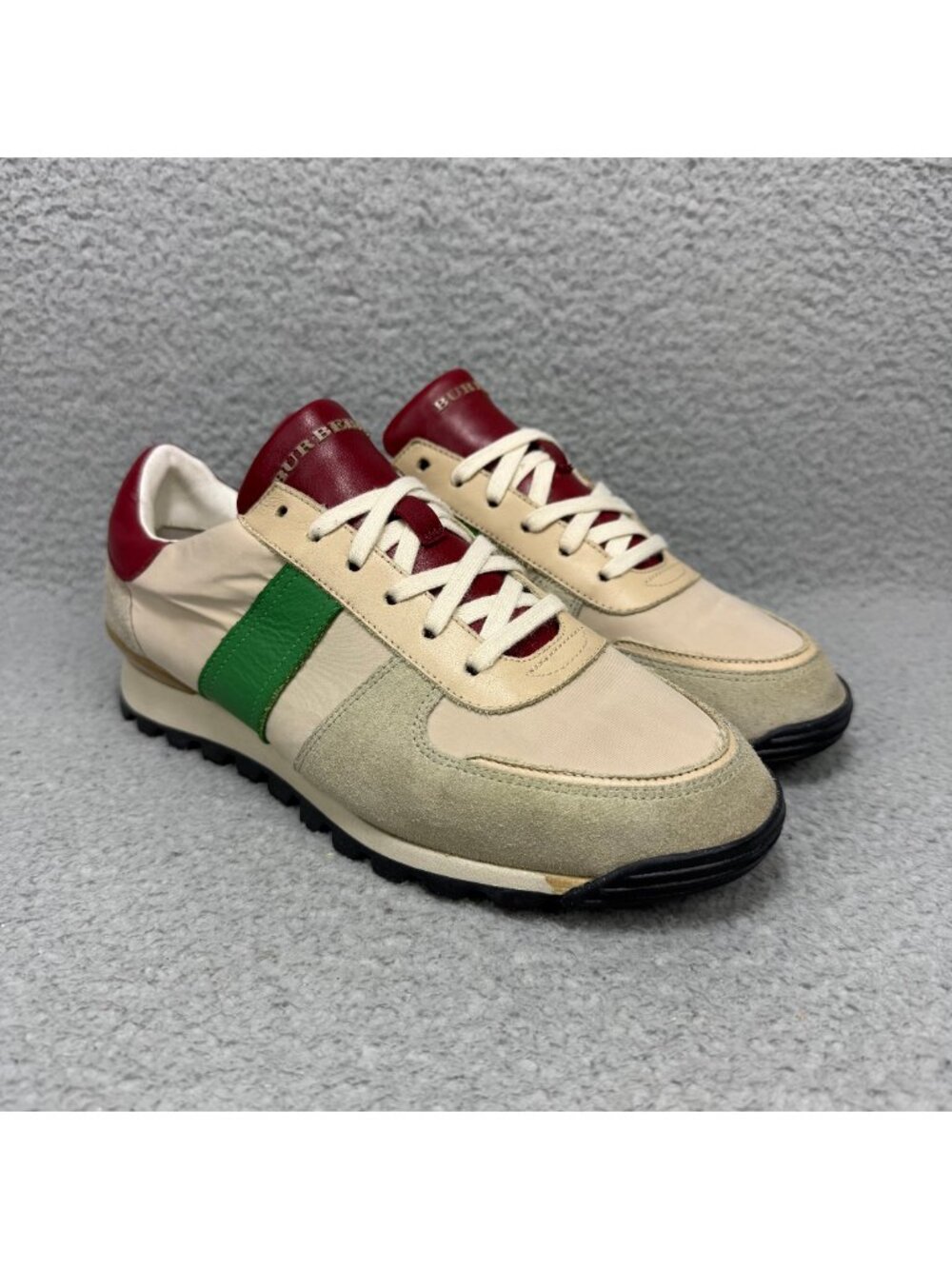 Burberry Sneakers Womens 9 / IT 39 Beige Low Top Retro Runner Nylon Suede Shoes